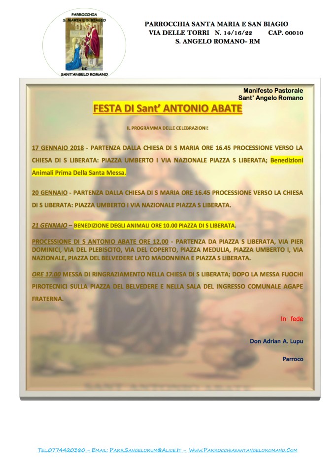 s antonio abate 2018 Manifesto Pastorale